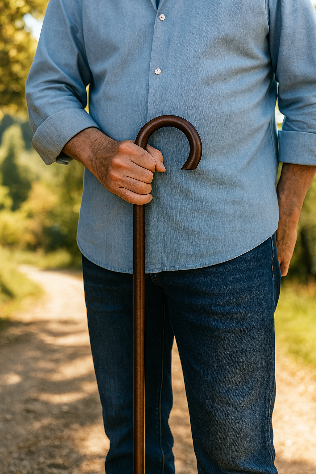 Classic Crook Handle Walking Cane in Walnut - WalkingCanes.com