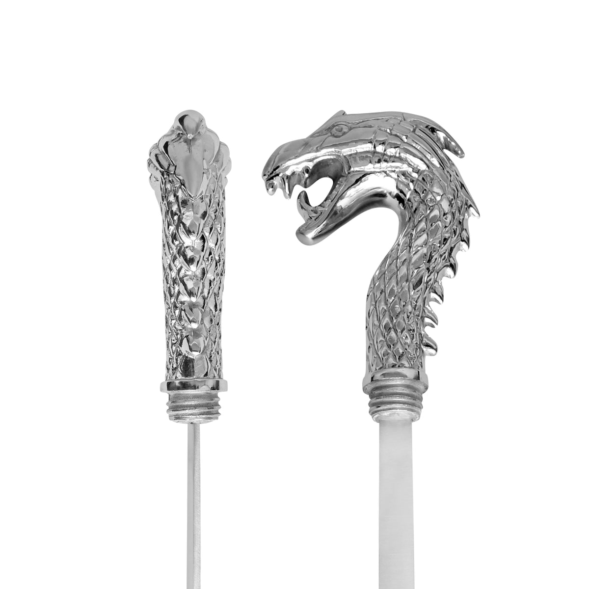 Chrome Dragon Head Collector's Sword Cane - WalkingCanes.com