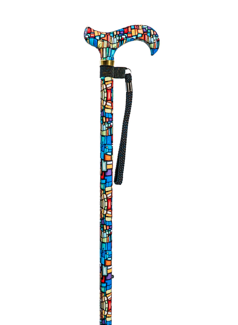 Mosaic Stained Glass Adjustable Cane with Braided Wrist Strap ...