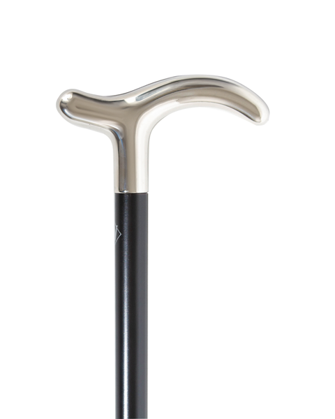 Chrome Plated Derby Walking Cane with Black Beechwood Shaft 