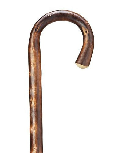 Crook handle, extra-heavy, imported natural congo wood with natural bark finish